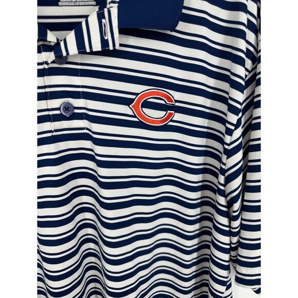 NFL Team Apparel Chicago Bears Mens Polo Logo Blue White Stripe Size 2XL - Picture 2 of 6